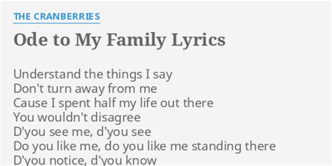 ode to family lyrics|The Cranberries – Ode to My Family Lyrics .